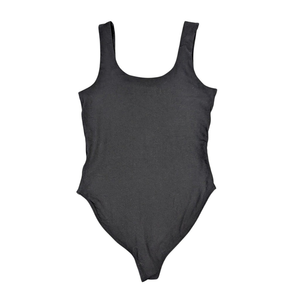 Old Navy Womens Bodysuit Black Size M Cotton Blend Scoop Neck Sleeveless Snap